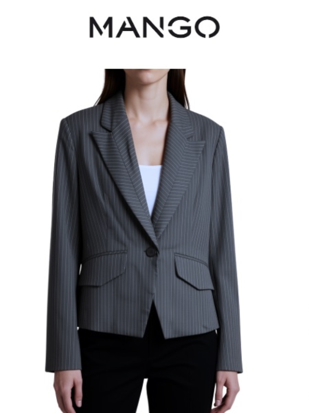 Mango Charcoal Pinstripe Jacket